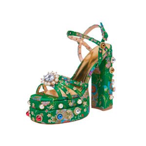 Vintage Glamour Slingback Sandals  Ankle Buckle Strap  Pearl Banquet Heels Shoes