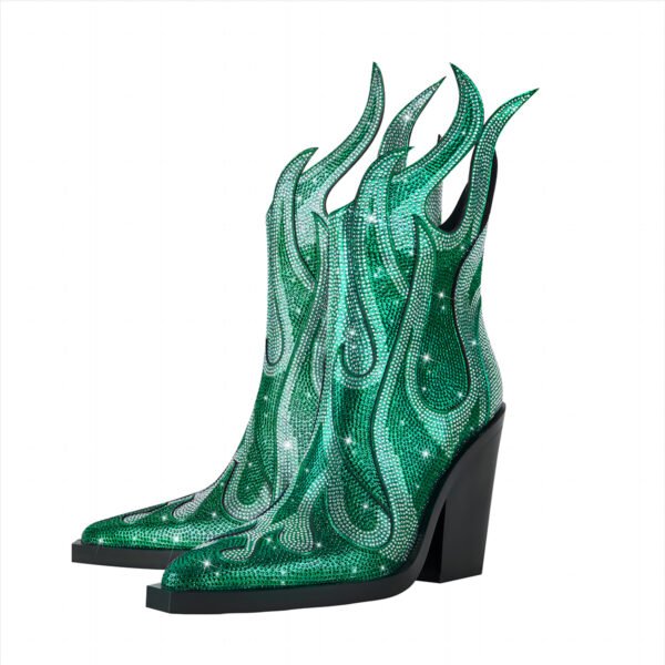 Heel Boots  Pointed Toe Side Zip Chunky Novelty Design for Parties Fashion Shows Womens Shoes - 图片 5