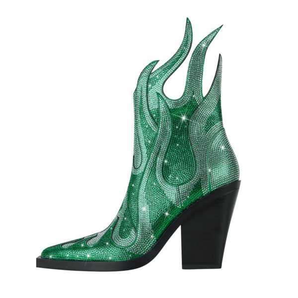 Heel Boots  Pointed Toe Side Zip Chunky Novelty Design for Parties Fashion Shows Womens Shoes - 图片 6