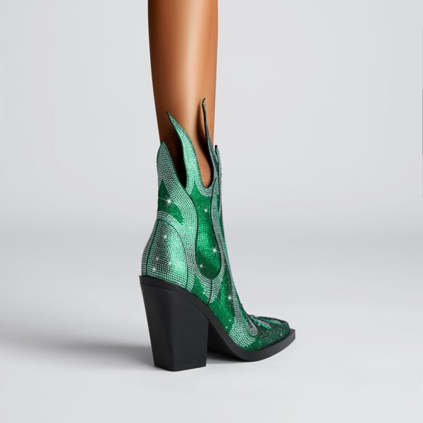 Heel Boots  Pointed Toe Side Zip Chunky Novelty Design for Parties Fashion Shows Womens Shoes - 图片 3