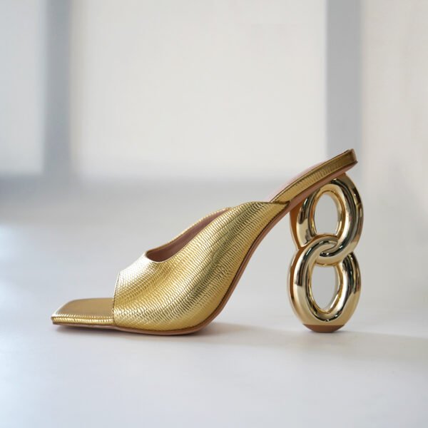 Solid Color Stylish Sandals Slip On Special High Heel Banquet Sandals Square Toe Dressy Sandals - 图片 2