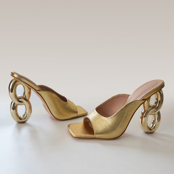 Solid Color Stylish Sandals Slip On Special High Heel Banquet Sandals Square Toe Dressy Sandals - 图片 3