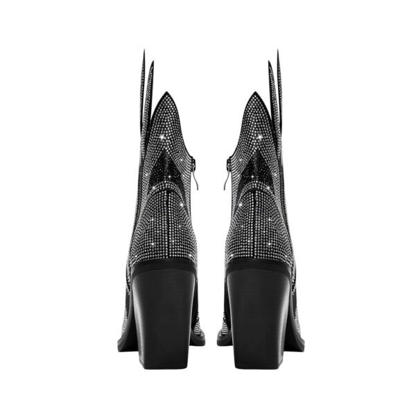 Elegant  Ankle Boots Pointed Toe Stable Block Heel Side Zip  Boots - 图片 5