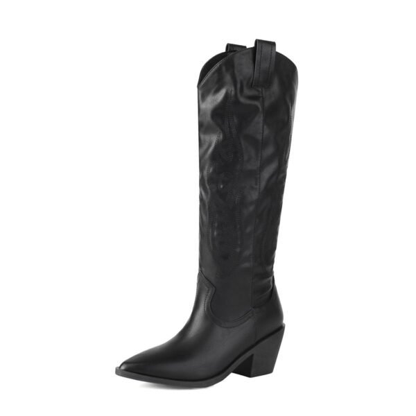 Women's  Long Boots Mid-Heel Slip-On Solid Color  Pointed Toe High Knee Style Boots