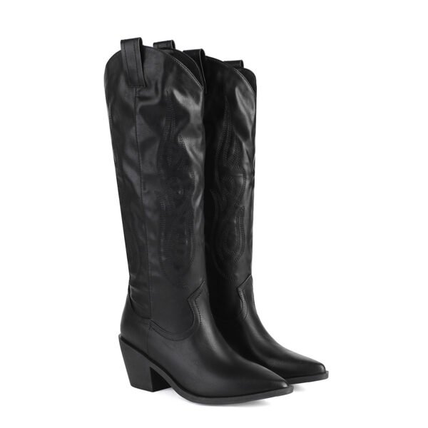 Women's  Long Boots Mid-Heel Slip-On Solid Color  Pointed Toe High Knee Style Boots - 图片 6