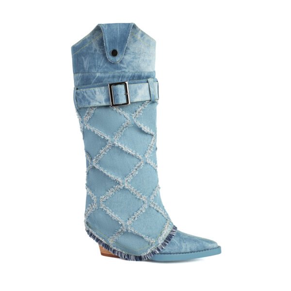 Mid-Calf Boots  Pointed Toe  Buckle Accent Comfortable Chunky Heel Footwear - 图片 6
