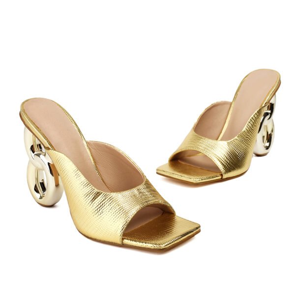 Solid Color Stylish Sandals Slip On Special High Heel Banquet Sandals Square Toe Dressy Sandals - 图片 8