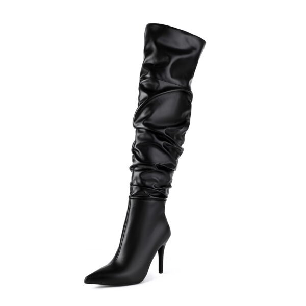 High Heel Stiletto Boots Side Zipper Stretchy Pointed Toe Solid Color Casual Comfortable Over Knee Heel Boots