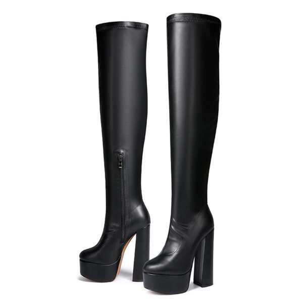 High Heels White Color Elegant Sophisticated European American Retro Style Closed Toe Buckled Strap High Heels - 图片 7