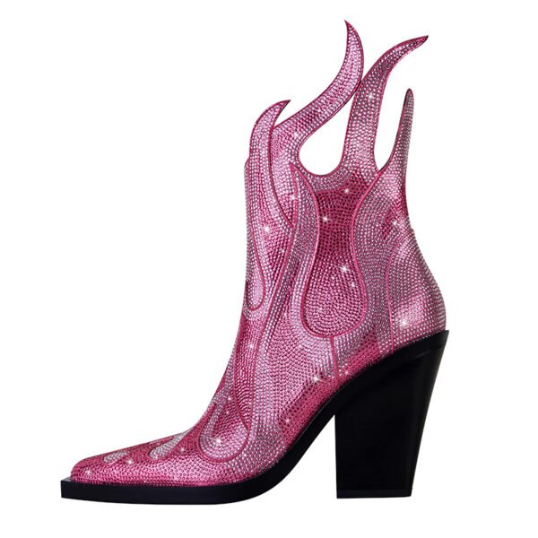 Heel Ankle Boots Pointed Toe Side Zipper Closure Chunky Comfort Heel Show Shoes Outdoor Style Heel Boots - 图片 6