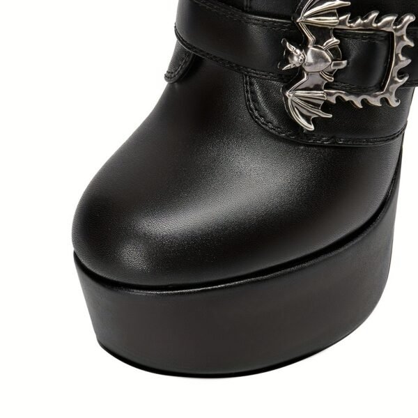 Ladies' Solid Color Thick Soled Boots Casual High Heels  Buckle Side Zipper Multifunctional Pointed Slim Fit Boots - 图片 6