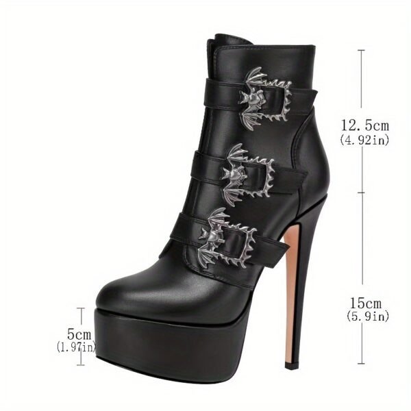 Ladies' Solid Color Thick Soled Boots Casual High Heels  Buckle Side Zipper Multifunctional Pointed Slim Fit Boots - 图片 9