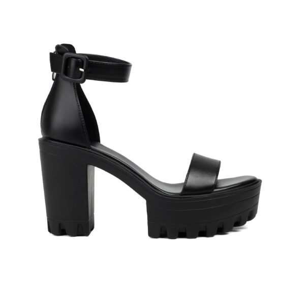 Solid Color Elegant Sandals Thick Zipper Soft Sole Thick High-Heeled Shoes Ankle Buckle Strap Versatile Shoes - 图片 10