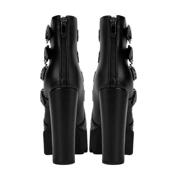 Fashion Punk Style Women's Thick Heeled Short Boots Round Toe Design Wearing Short Boots - 图片 6
