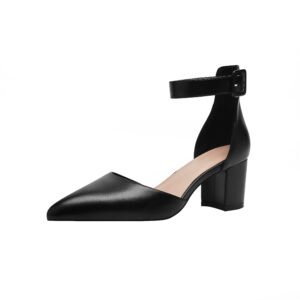 Elegant Women's Pointed Thick Heeled High Heels Mask Gauze Ankle Strap Closure Multifunctional Formal Shoes