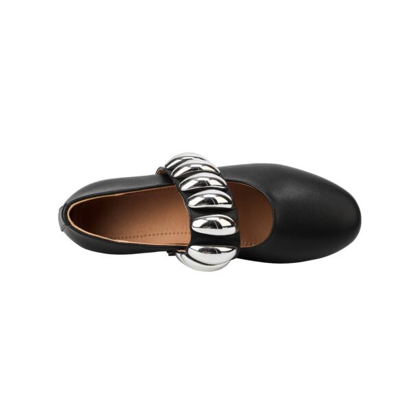 Classic Fashionable Women's Black One Foot Flat Shoes Multifunctional All Season Faux Leather Shoes Shiny Details Comfortable Shoes - 图片 6