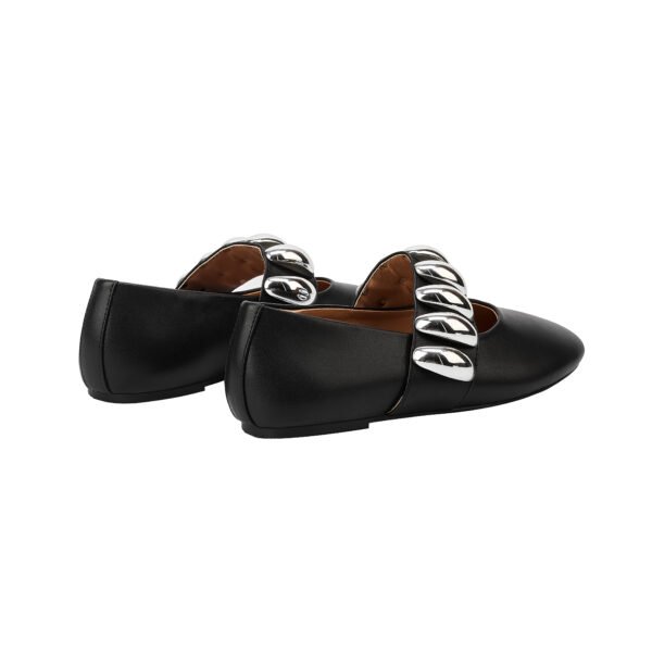 Classic Fashionable Women's Black One Foot Flat Shoes Multifunctional All Season Faux Leather Shoes Shiny Details Comfortable Shoes - 图片 4