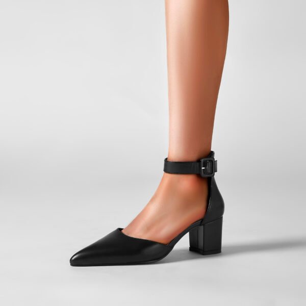 Elegant Women's Pointed Thick Heeled High Heels Mask Gauze Ankle Strap Closure Multifunctional Formal Shoes - 图片 8