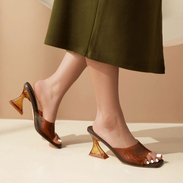 Slip On Thick High Heels  Women's Solid Color Elegant Sandals Summer Party Sandals - 图片 4