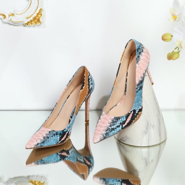Ladies' Snake Skin Printed High Heels Sexy Pointed Thin High Heels Party Dress High Heels - 图片 2