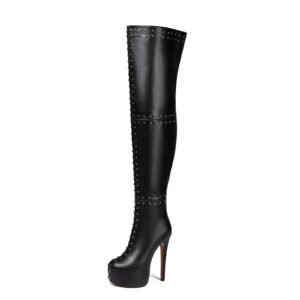 Ladies' round toe design slim heel boots