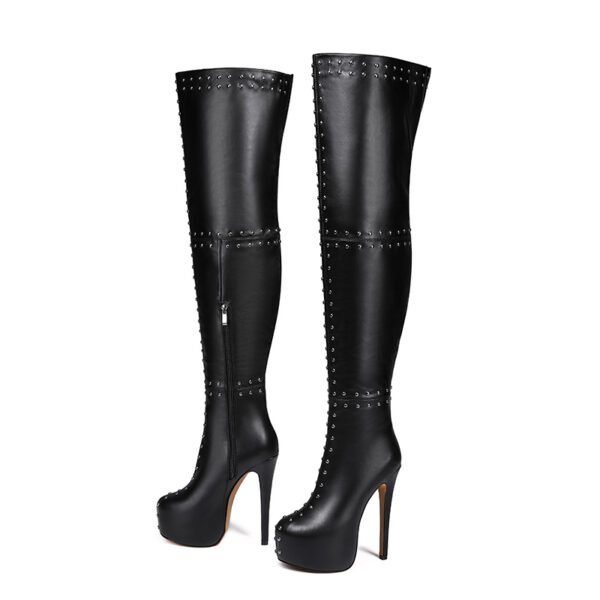Ladies' round toe design slim heel boots - 图片 2