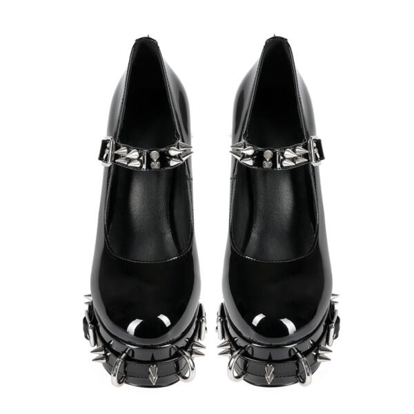 Ladies' Coarse Heel Sandals  Fashionable Punk Style Round Toe Design Sandals - 图片 5