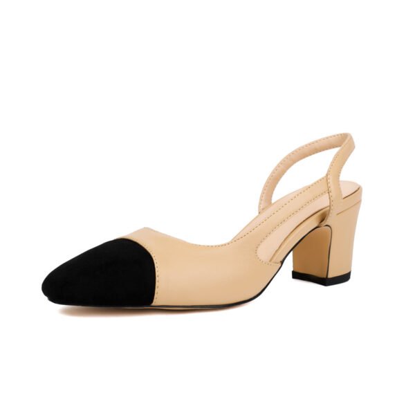 Elegant Ladies Pointed Color Blocked Thick Heel High Heels Ankle Strap Closed Multifunctional Formal Shoes