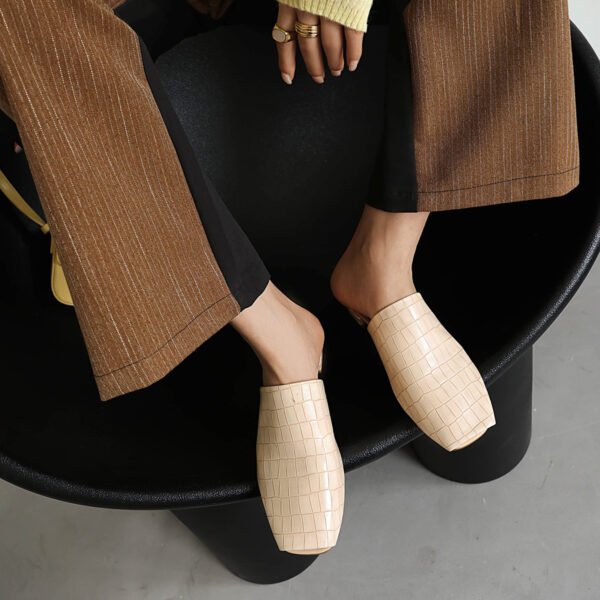 Trendy Flat Heel Universal faux Leather Home Casual Sandals Women Fashionable Pointed Slippers - 图片 5