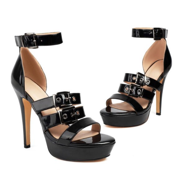 Ankle Buckle Strap Thin Heel Soft Sole High Heels Women's Solid Color Elegant Sandals - 图片 2
