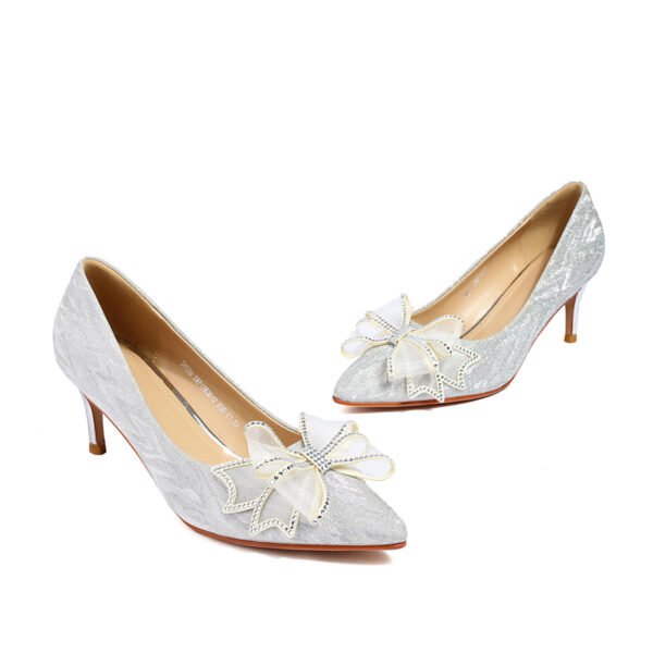 Elegant Ladies' Bow Tie High-Heeled Shoes Pointed Toes Suitable All Seasons Wearing Synthetic Shoes - 图片 10