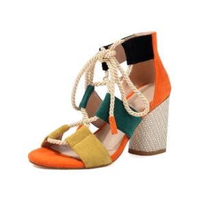 Pointed Strap High-Heeled Sandals Irregular Color Matching Women's High-Heeled Sandals Suitable for Outings Parties