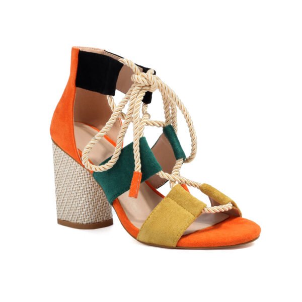 Pointed Strap High-Heeled Sandals Irregular Color Matching Women's High-Heeled Sandals Suitable for Outings Parties - 图片 10