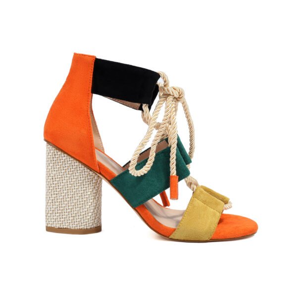 Pointed Strap High-Heeled Sandals Irregular Color Matching Women's High-Heeled Sandals Suitable for Outings Parties - 图片 9