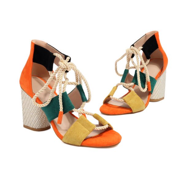 Pointed Strap High-Heeled Sandals Irregular Color Matching Women's High-Heeled Sandals Suitable for Outings Parties - 图片 8