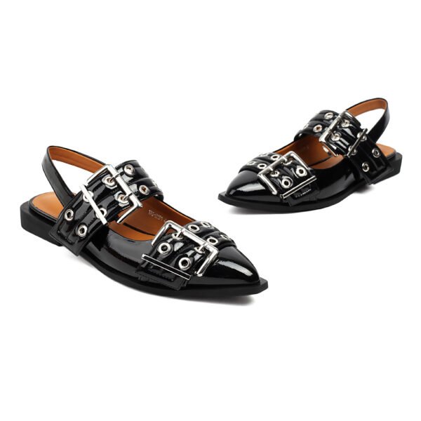 Ladies' Fashionable Black Sandals Flat Heel Strap Comfortable Stylish Set Shoes - 图片 9