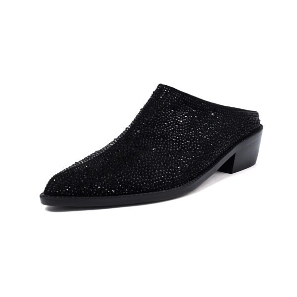 Ladies' Fashionable Rhinestone Pointed Slippers Trendy Thick Heels All Seasons Slipers