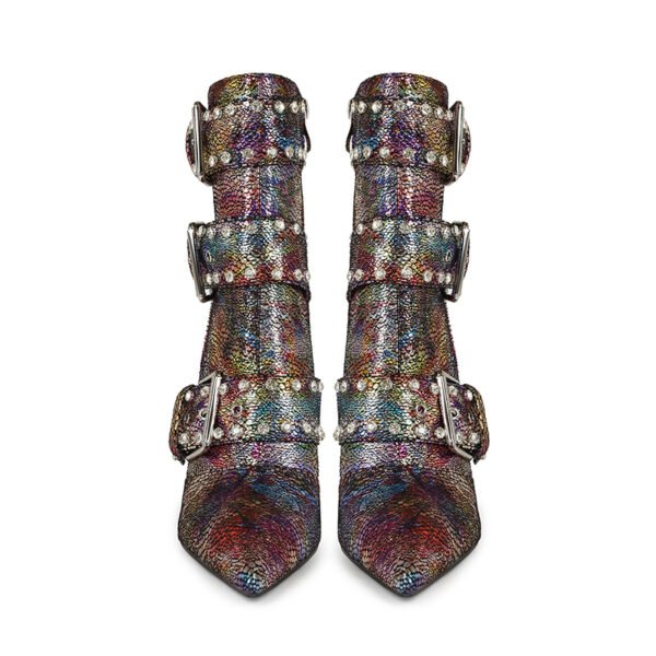Ladies' Fashion Serpentine Pattern Short Boots Shining Water Diamond Fine High Heels Pointed High Heels Short Boots - 图片 6