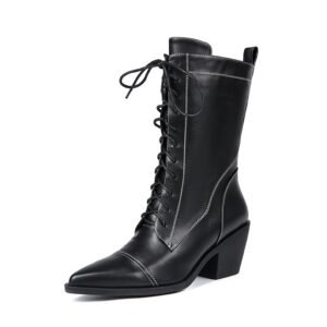 Women's Pointed Slim Fit Boots Side Zipper Casual High-Heeled Fashionable Boots