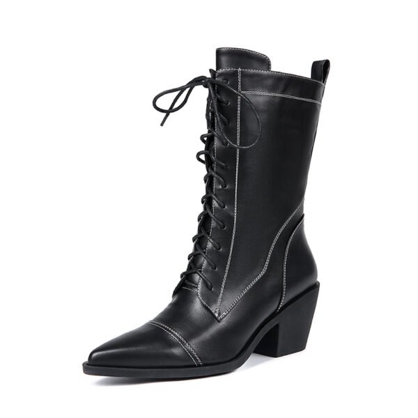 Women's Pointed Slim Fit Boots Side Zipper Casual High-Heeled Fashionable Boots
