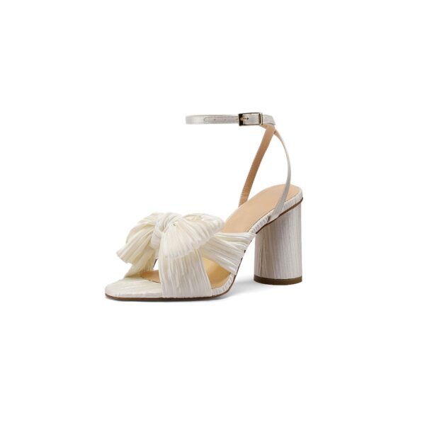 Ladies' Solid Color Elegant Sandals Ankle Buckle High Heels Bow Decoration Party Shoes