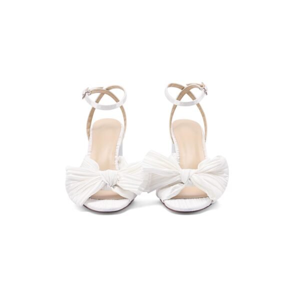 Ladies' Solid Color Elegant Sandals Ankle Buckle High Heels Bow Decoration Party Shoes - 图片 4